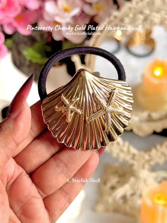 ✨5. Pinteresty Chunky Hairband/ Hair tie/ Hair cuff: Starfish Shell✨