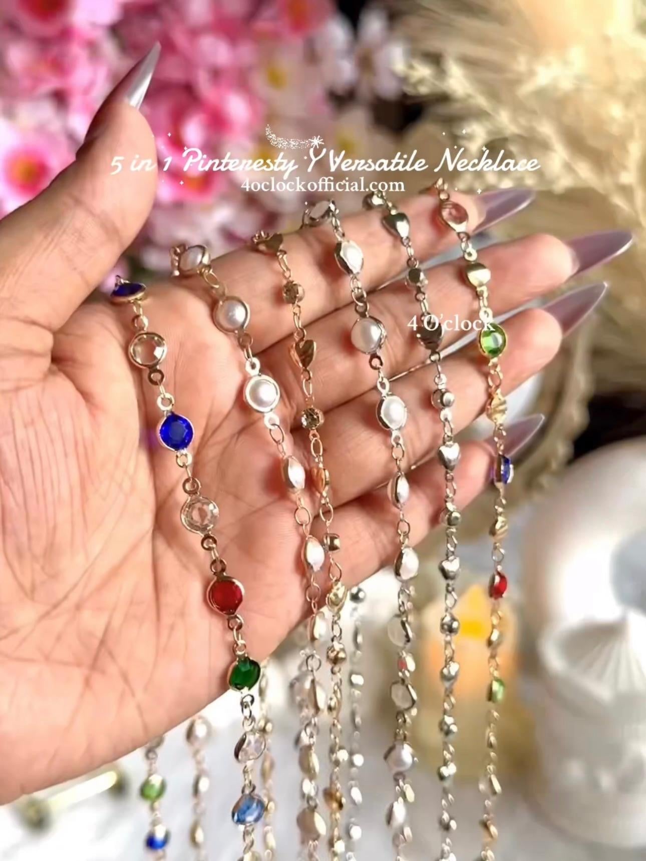 ✨5 in 1 neckpiece /handchain / bracelet stack: Multi Colored+Golden💫