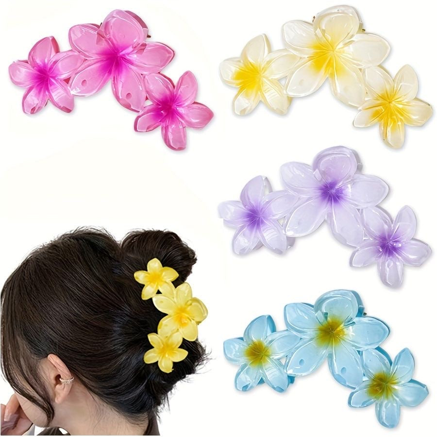 Big Plumeria Hairclaws: Neon Green (3 flowers are attached)