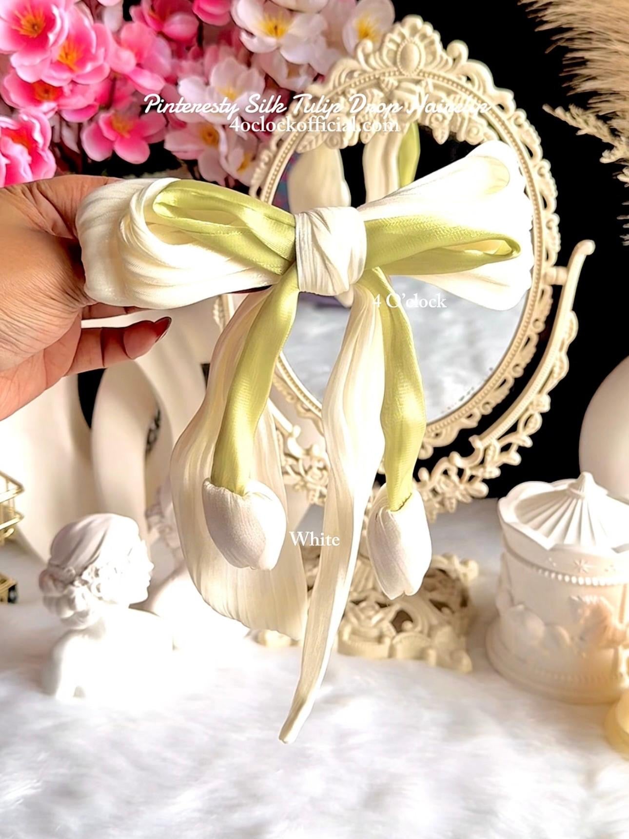🌷💫Pinteresty Silk Tulip Drop Hairclip - White 💫🌷