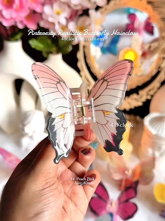 🦋🌿14. Realistic Butterfly Hair Claw – Peach Pink🌸🍃