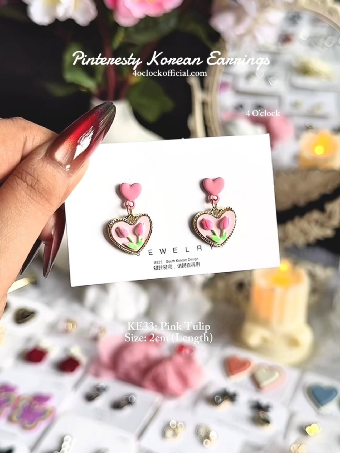 🫰🏻KE33: Korean Earrings: Pink Tulip 🎀✨