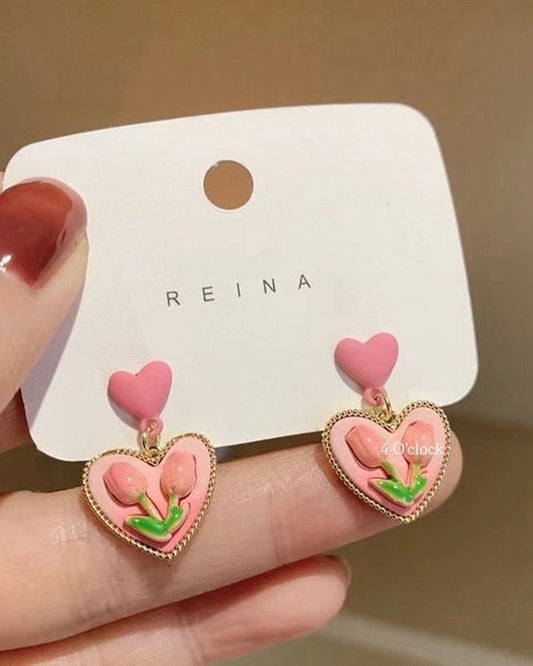 🫰🏻KE33: Korean Earrings: Pink Tulip 🎀✨