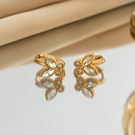 ✨E01: 18k Gold Plated Stainless Steel Gold Hoopd: Golden Butterfly ✨