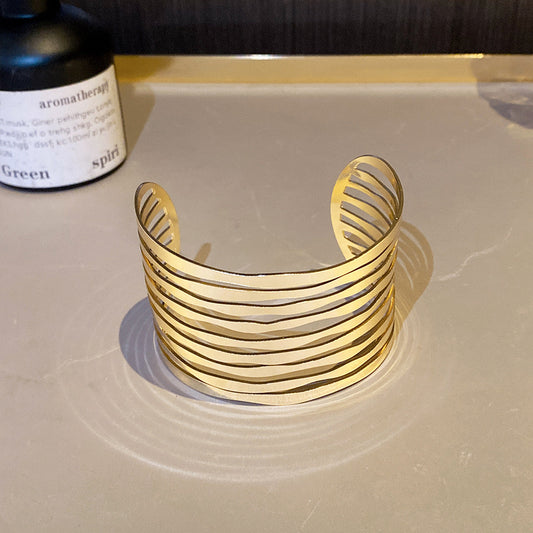 ✨HC127: Handcuff for Stack: Gold Multi Layer Liner Bracelet ✨