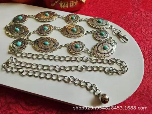 ✨WC12: Pinteresty Waist Chains: Blue Flower Turquoise 💫