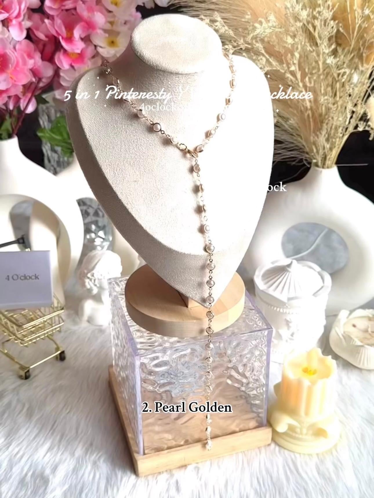 ✨5 in 1 neckpiece /handchain / bracelet stack: Pearl Golden💫