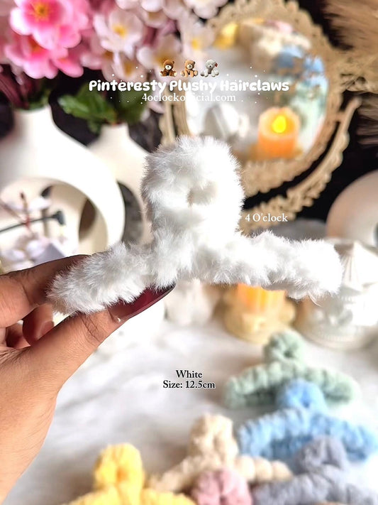 🧸Pinteresty Plushy Hairclaw: White🎀✨