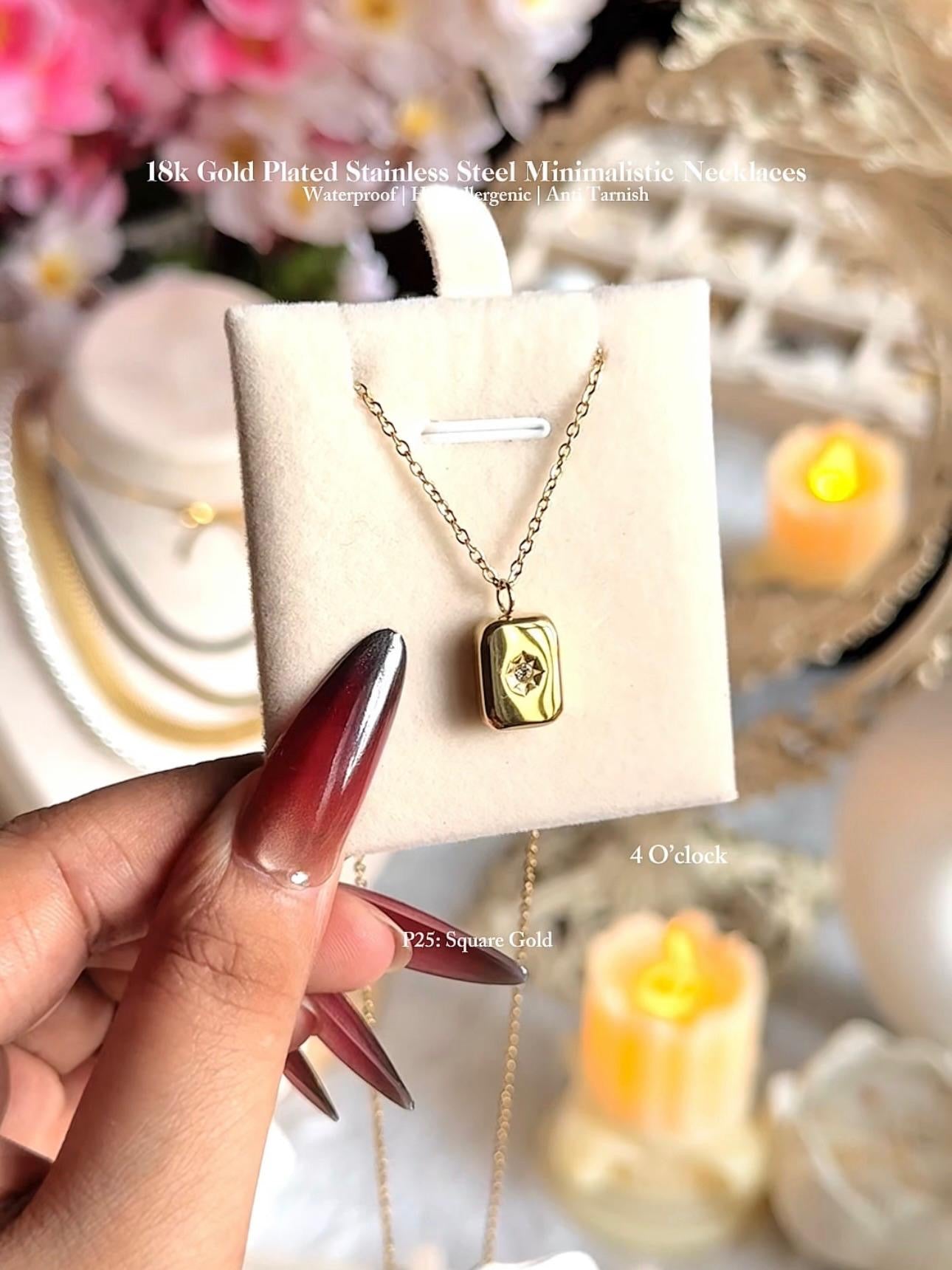 ✨P25: 18k Gold Plated Stainless Steel Pendant:Square Gold✨
