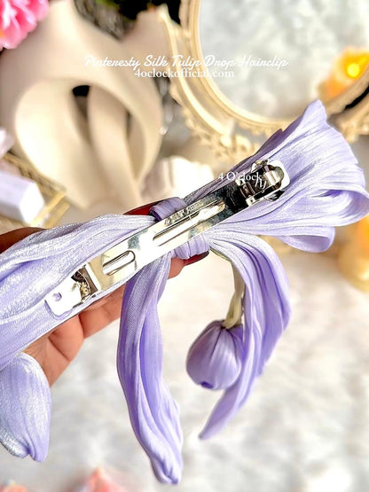 🌷💫Pinteresty Silk Tulip Drop Hairclip - White 💫🌷