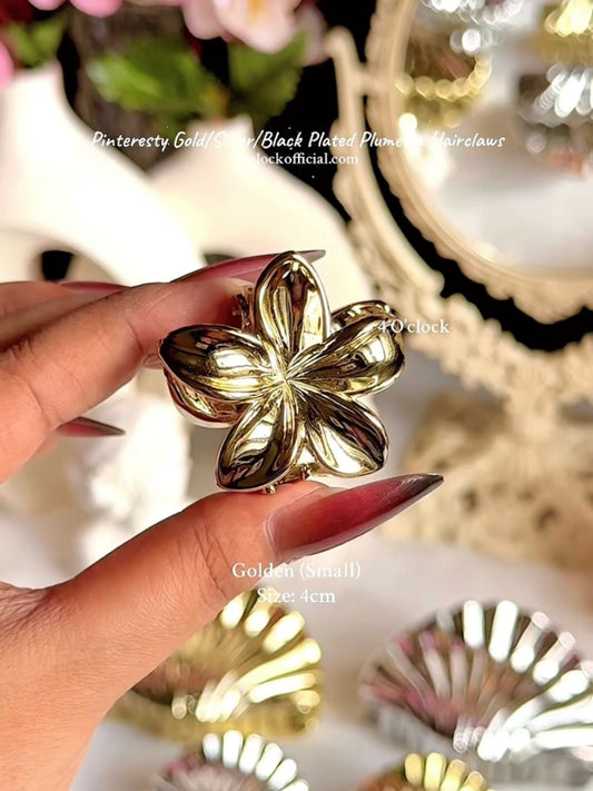 🐚Pinteresty Plumeria Glow Hair Claws: Golden - Glossy (Small)🦀✨