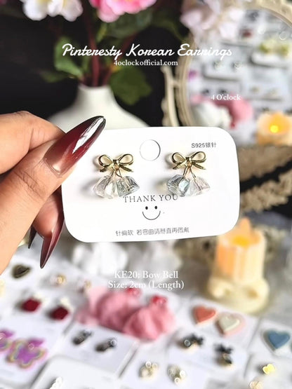 🫰🏻KE20: Korean Earrings: Bow Bell 🎀✨