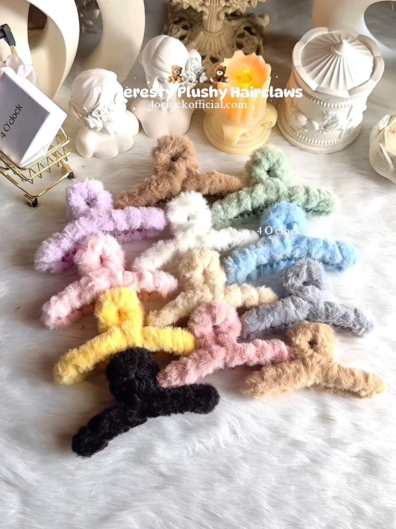 🧸Pinteresty Plushy Hairclaw: Baby Pink 🎀✨