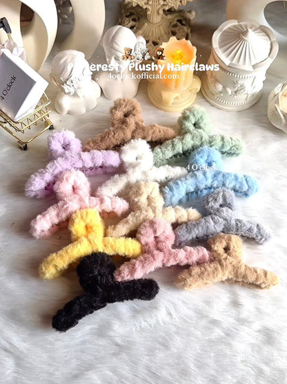 🧸Pinteresty Plushy Hairclaw: Baby Pink 🎀✨