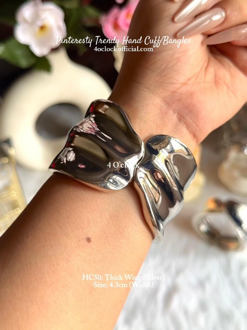 HC50.S: Handcuff for Stack: Thick Wide (Silver) – 4 O'clock