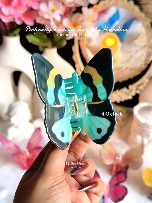 🦋🌿11. Realistic Butterfly Hair Claw – Sea Green🌸🍃