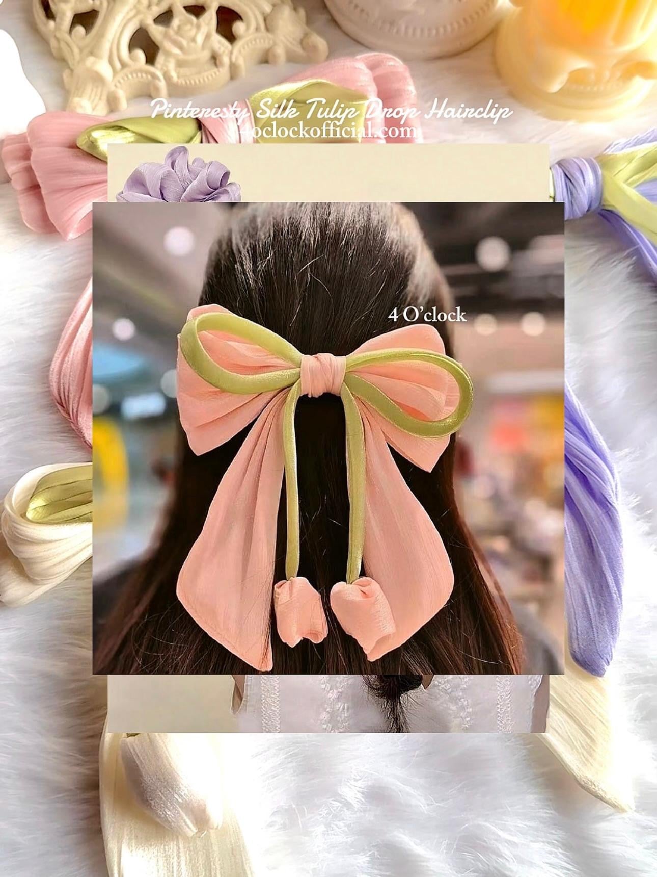 🌷💫Pinteresty Silk Tulip Drop Hairclip - Pink💫🌷