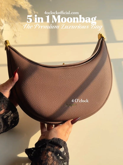 5 in 1 Premium Moonbag: Brand-Design Inspired Handbags: Black (With Box and Dust Bag)