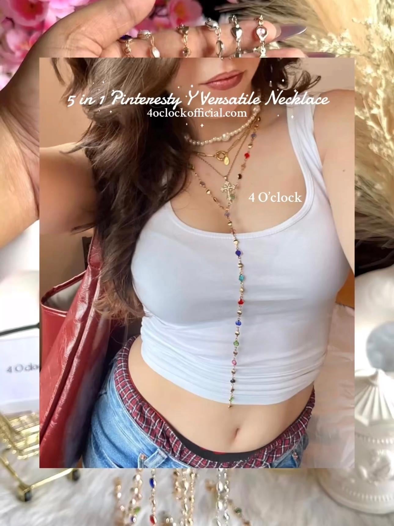 ✨5 in 1 neckpiece /handchain / bracelet stack: Multi Colored+Golden💫