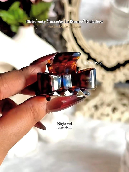✨Pinteresty "Borrate La France" Acetate Small Bow Hairclaw - Night owl🎀