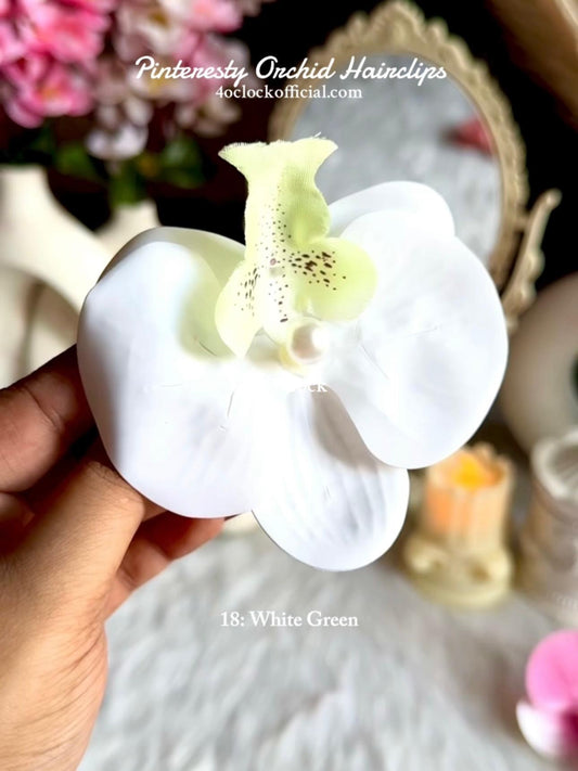 🌸 18:Orchid Hairclip:White Green✨