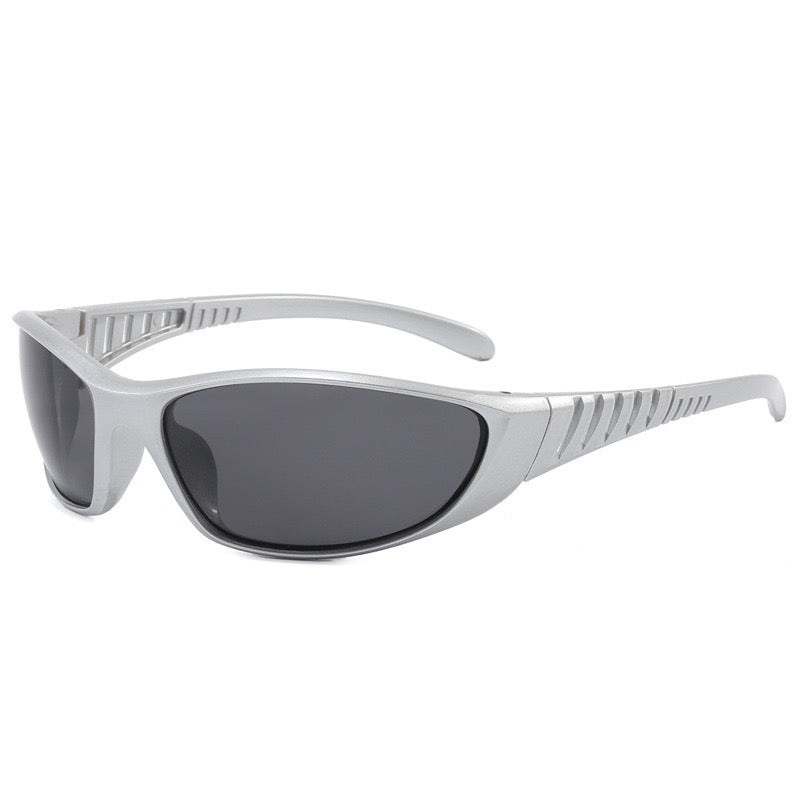 S02: Pinteresty Y2k Sports Sunglasses - Black +  Silver (with box) Unisex