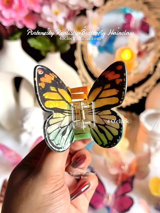 🦋🌿15. Realistic Butterfly Hair Claw – Yellow Gradient🌸🍃