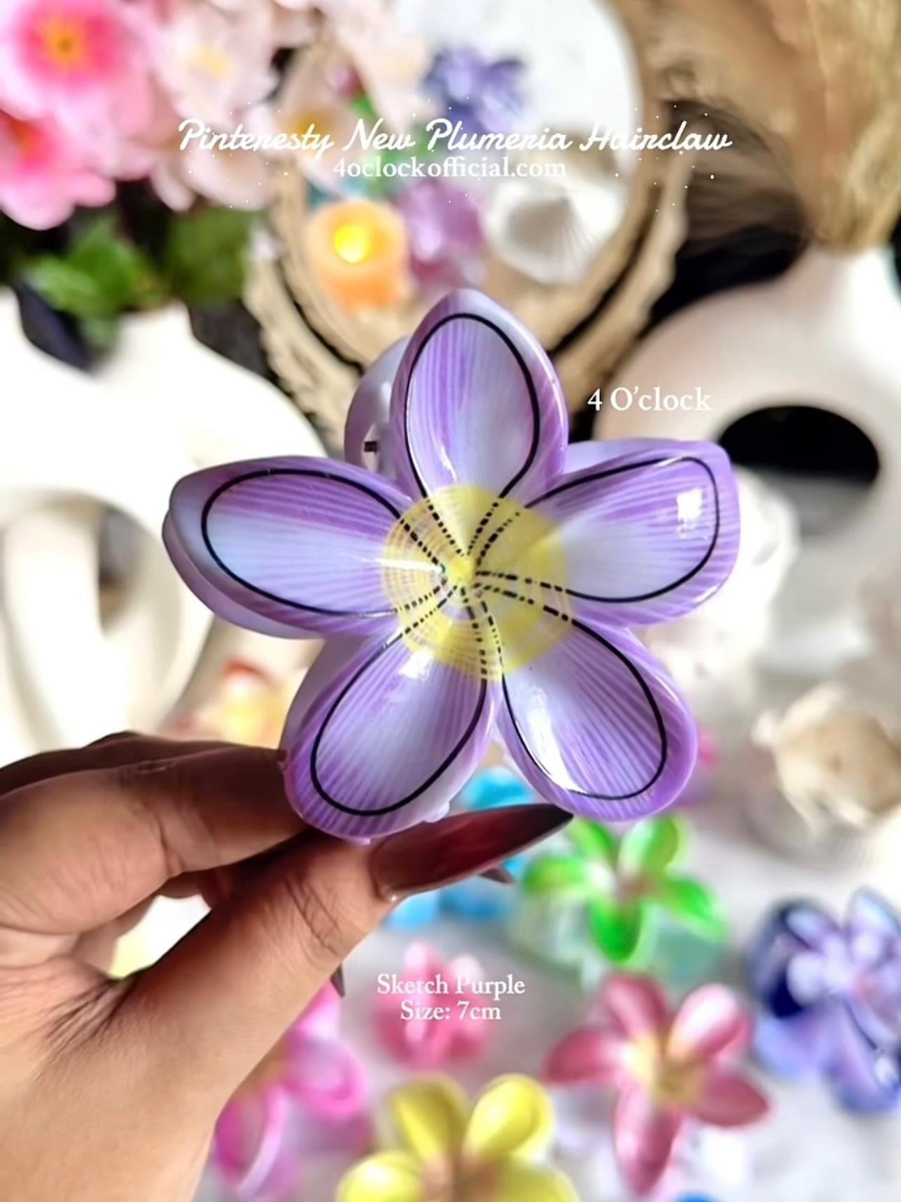 🌸Pinteresty New Plumeria Hairclaw - Sketch Purple✨