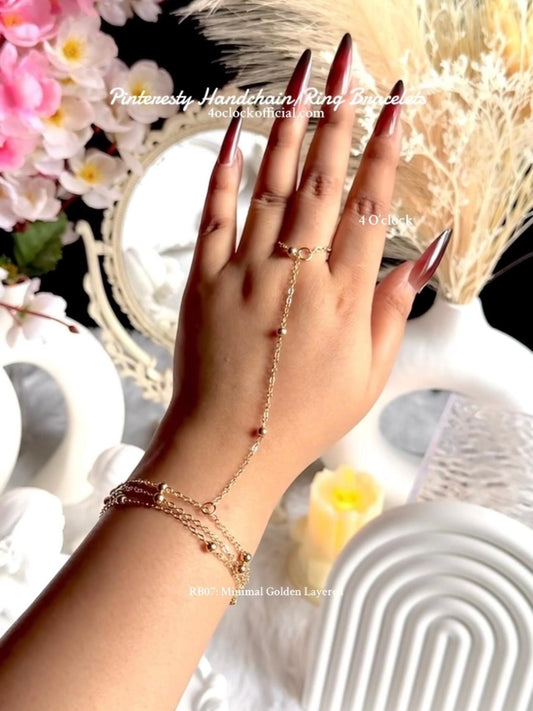 ✨RB07: Finger Ring Bracelet:Minimal Golden Layer✨