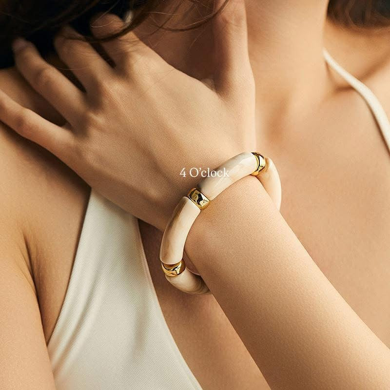 ✨HC65: Elastic Resin Bangles/Bracelet - Cream Marble💗