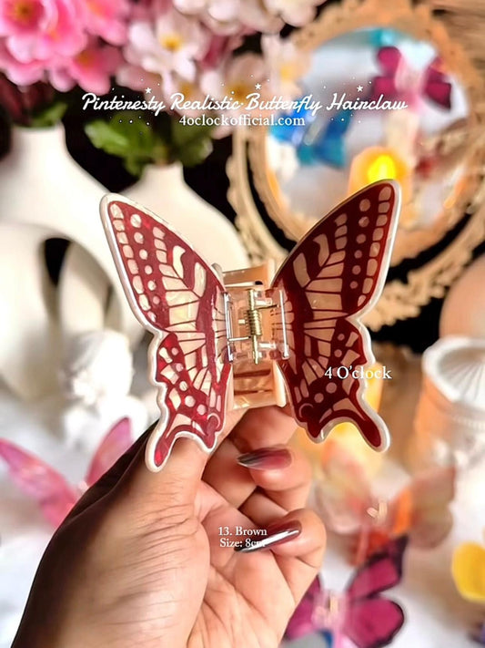🦋🌿13. Realistic Butterfly Hair Claw – Brown🌸🍃