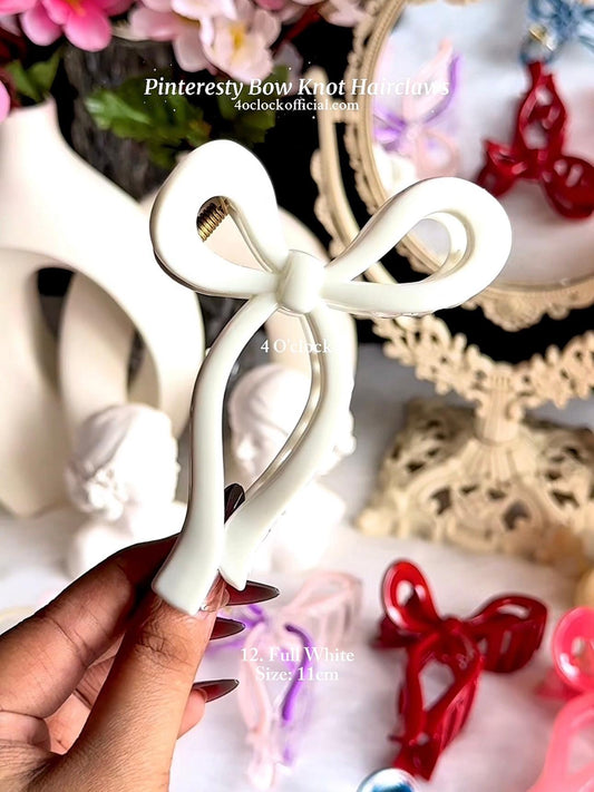 🎀 12.Pinteresty Bow Knot Hairclaw: Full White✨