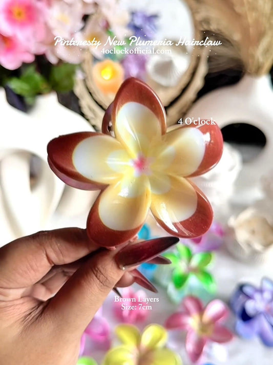 🌸Pinteresty New Plumeria Hairclaw - Brown Layers✨