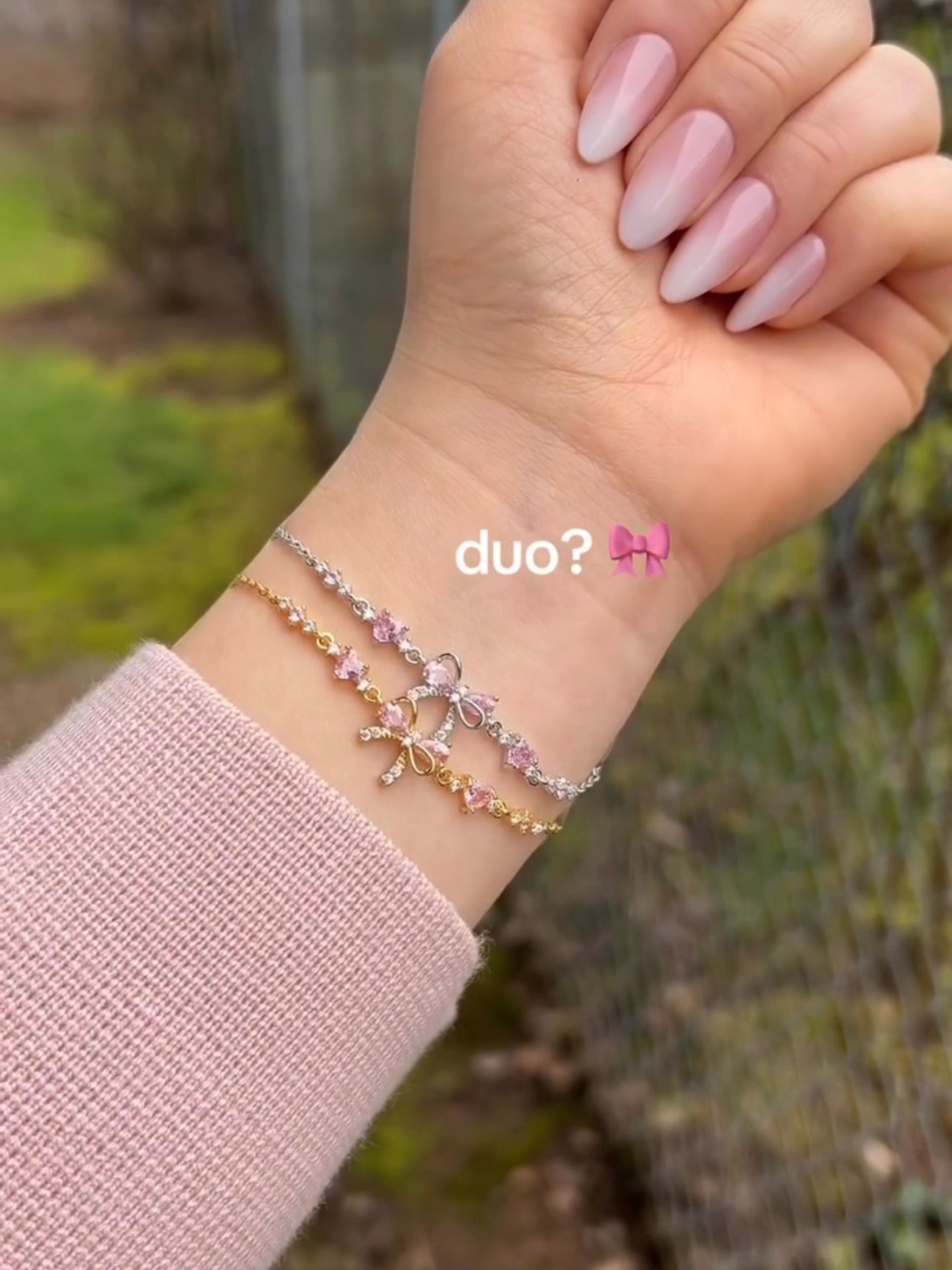 Silver: ✨🎀Bow Pink Stone Bracelet🎀✨ (Without box)