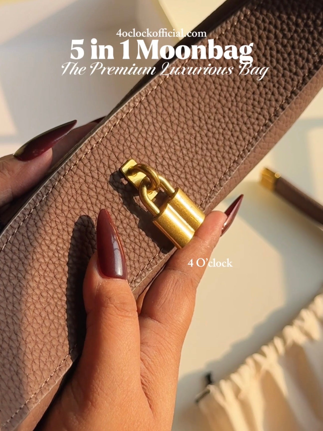 5 in 1 Premium Moonbag: Brand-Design Inspired Handbags: Black (With Box and Dust Bag)