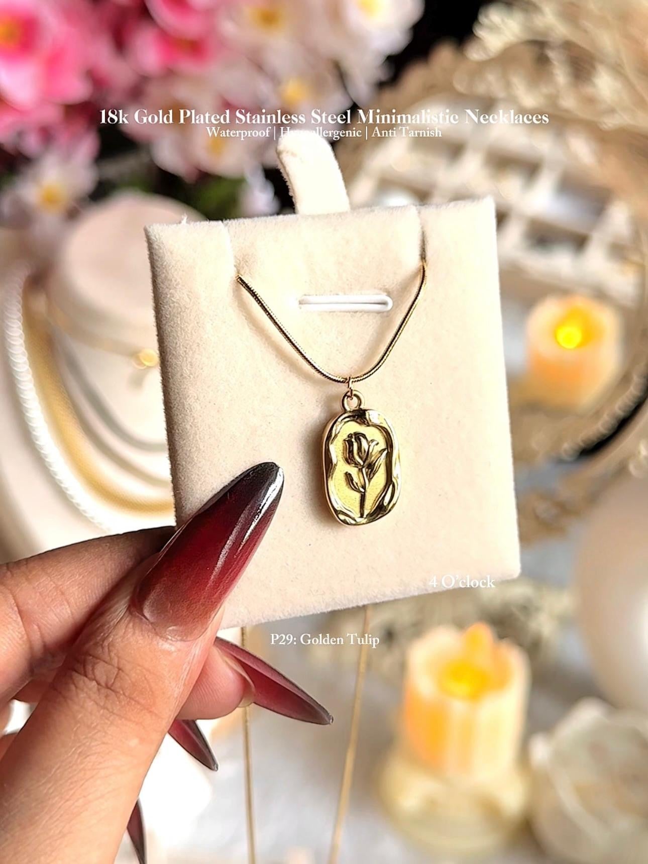 ✨P29: 18k Gold Plated Stainless Steel Pendant:Golden Tulip✨
