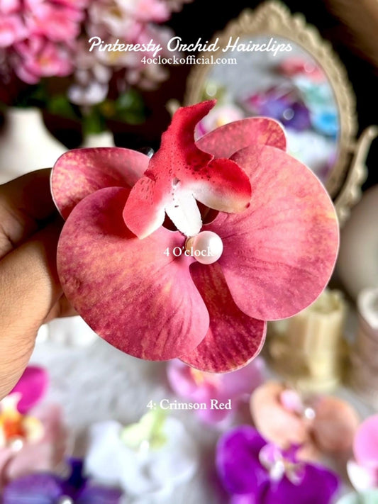 🌸 4:Orchid Hairclip:Crimson Red✨