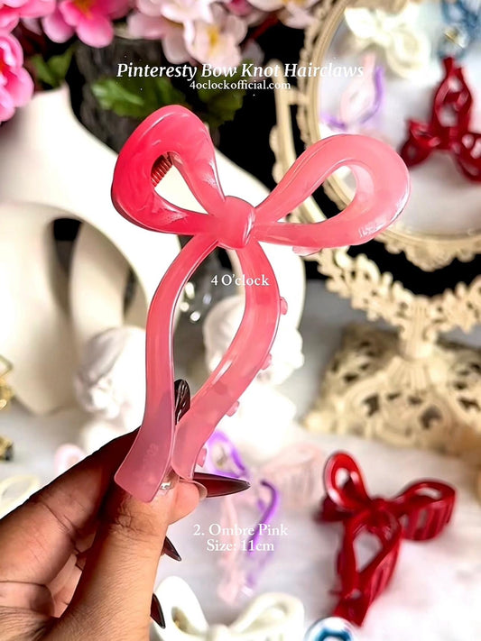 🎀 2.Pinteresty Bow Knot Hairclaw: Ombre Pink✨
