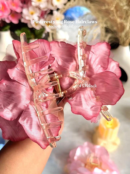 ✨🌸Pinteresty Timeless Rose Petals – Big Flower Hairclaw - Dark Flamingo🫧🥀