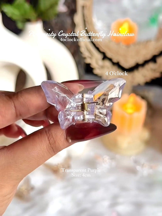🦋✨Small Crystal Clear Butterfly Hair Claw : Transparent Purple✨🦋
