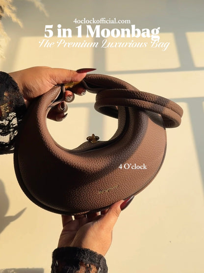 5 in 1 Premium Moonbag: Brand-Design Inspired Handbags: Black (With Box and Dust Bag)