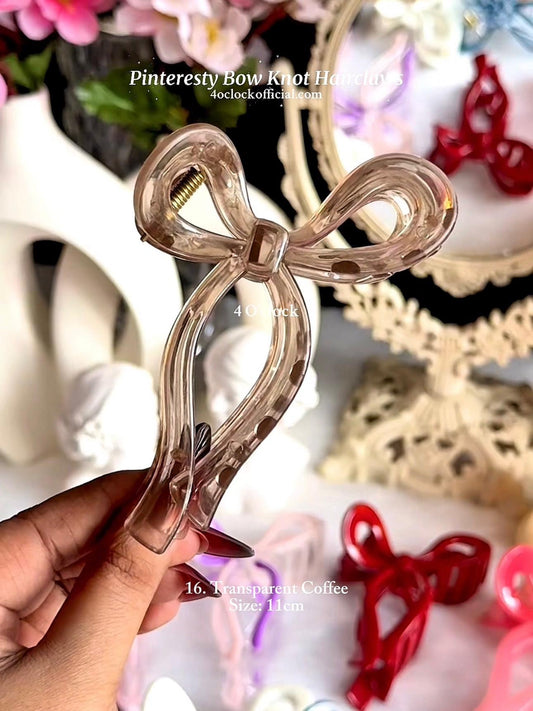 🎀 16.Pinterest’s Bow Knot Hairclaw: Transparent Coffee✨