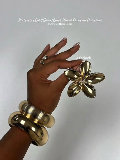🐚Pinteresty Plumeria Glow Hair Claws: Golden - Glossy (Big)🦀✨