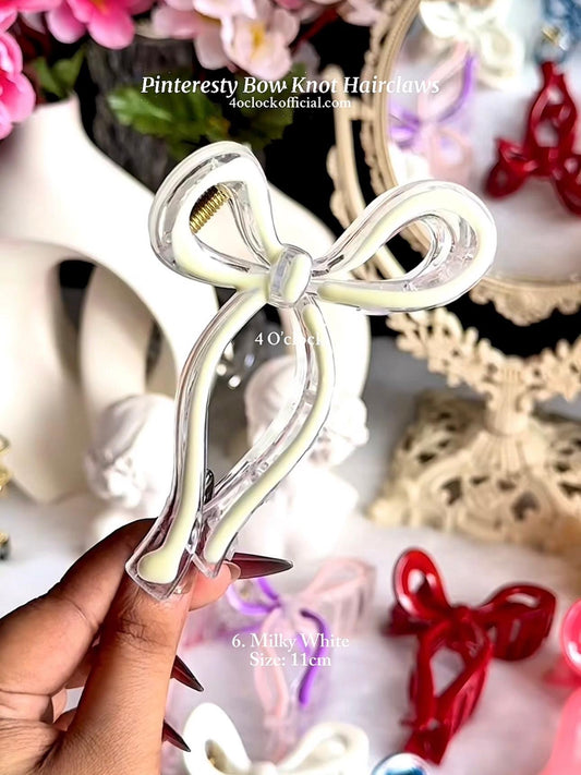 🎀 6.Pinterest’s Bow Knot Hairclaw: Milky White✨