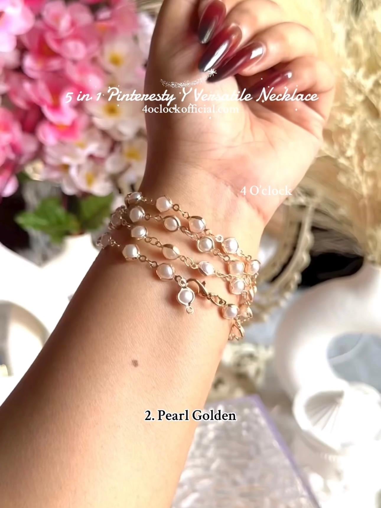 ✨5 in 1 neckpiece /handchain / bracelet stack: Pearl Golden💫