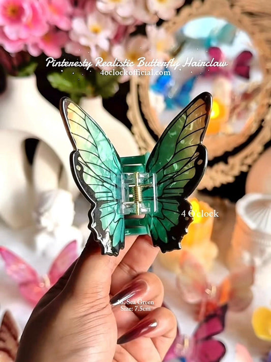 🦋🌿16. Realistic Butterfly Hair Claw – Sea Green🌸🍃
