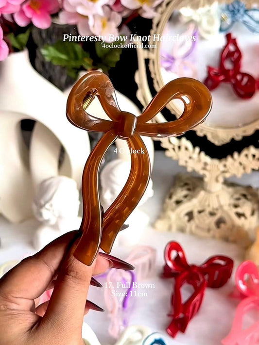 🎀 17.Pinteresty Bow Knot Hairclaw: Full Brown✨