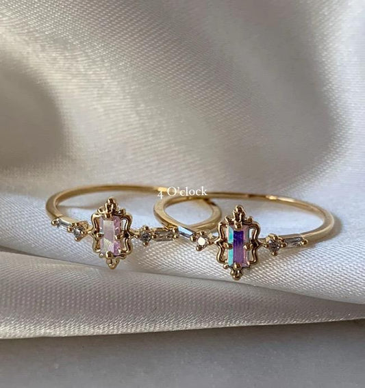 💍R231: Stainless Steel Zircon Minimalistic Finger Ring: Vintage Stone (1pc) (With Box)✨