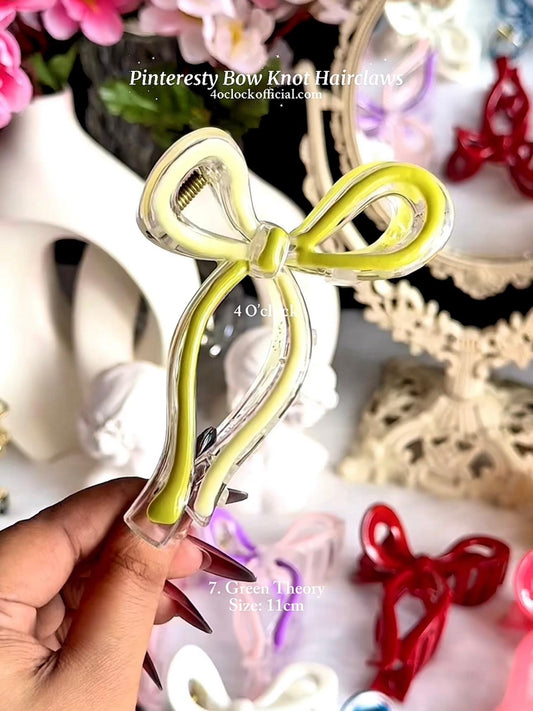 🎀 7.Pinterest’s Bow Knot Hairclaw: Green Theory✨