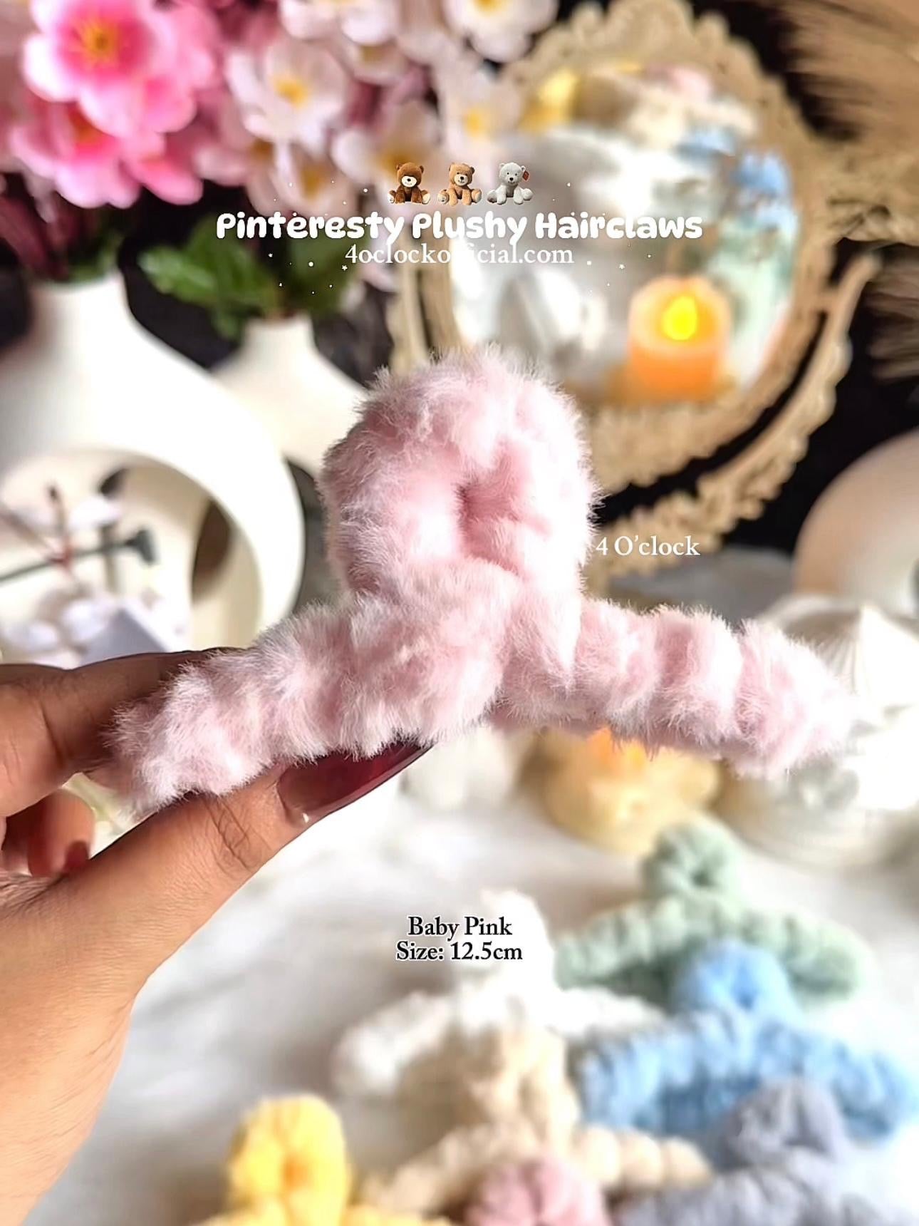 🧸Pinteresty Plushy Hairclaw: Baby Pink 🎀✨